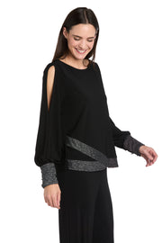 Glimmer Touch Slit-Sleeve Top