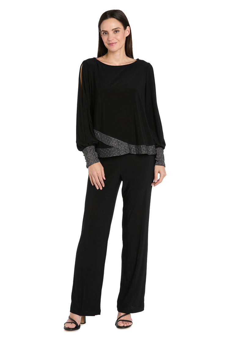 Glimmer Touch Slit-Sleeve Top