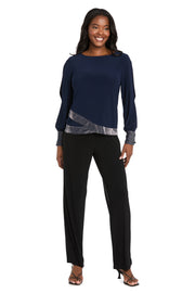 Glimmer Touch Slit-Sleeve Top