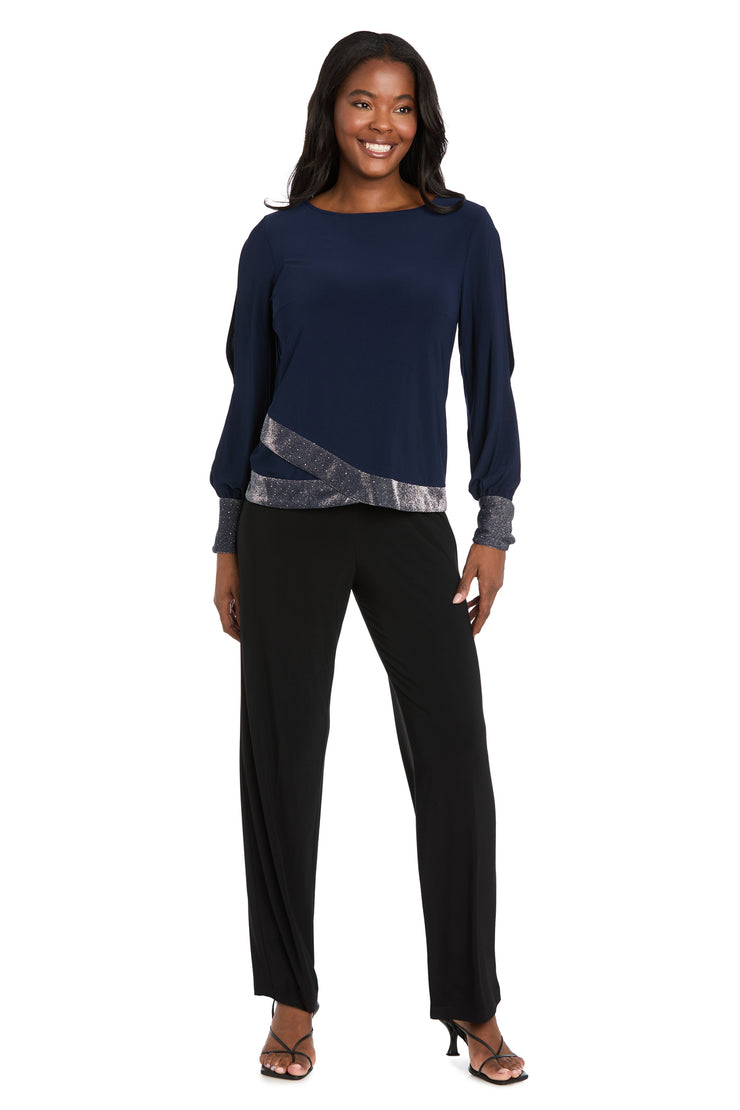 Glimmer Touch Slit-Sleeve Top