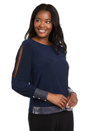 Glimmer Touch Slit-Sleeve Top