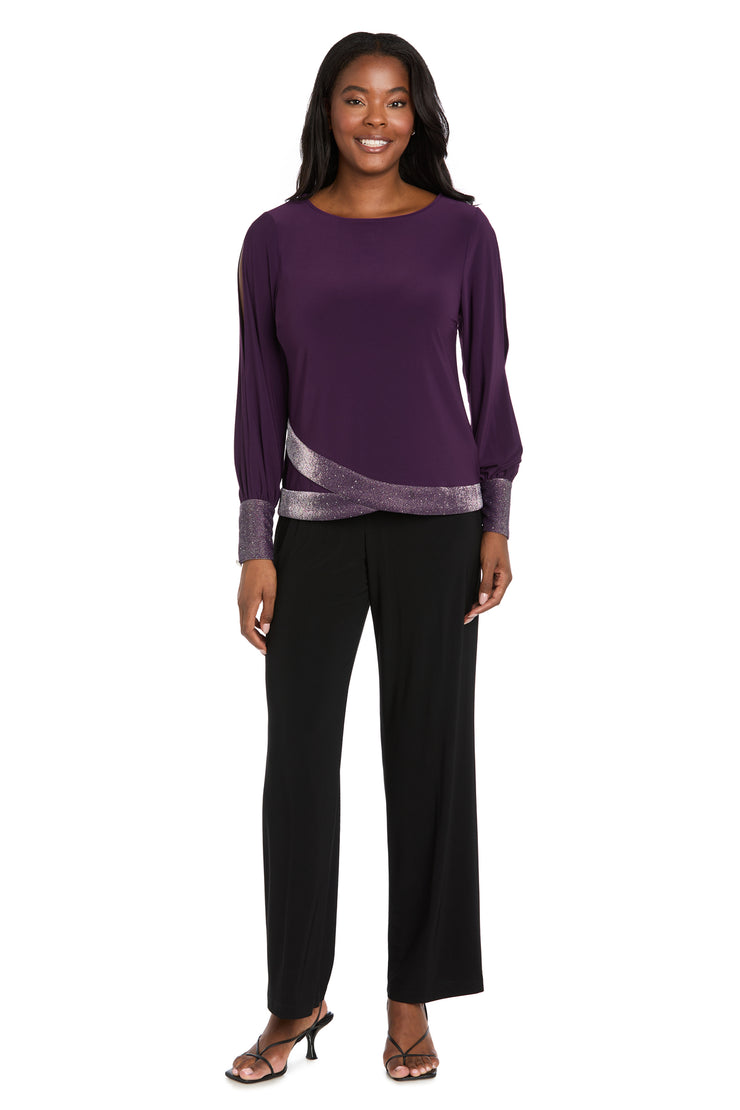 Glimmer Touch Slit-Sleeve Top