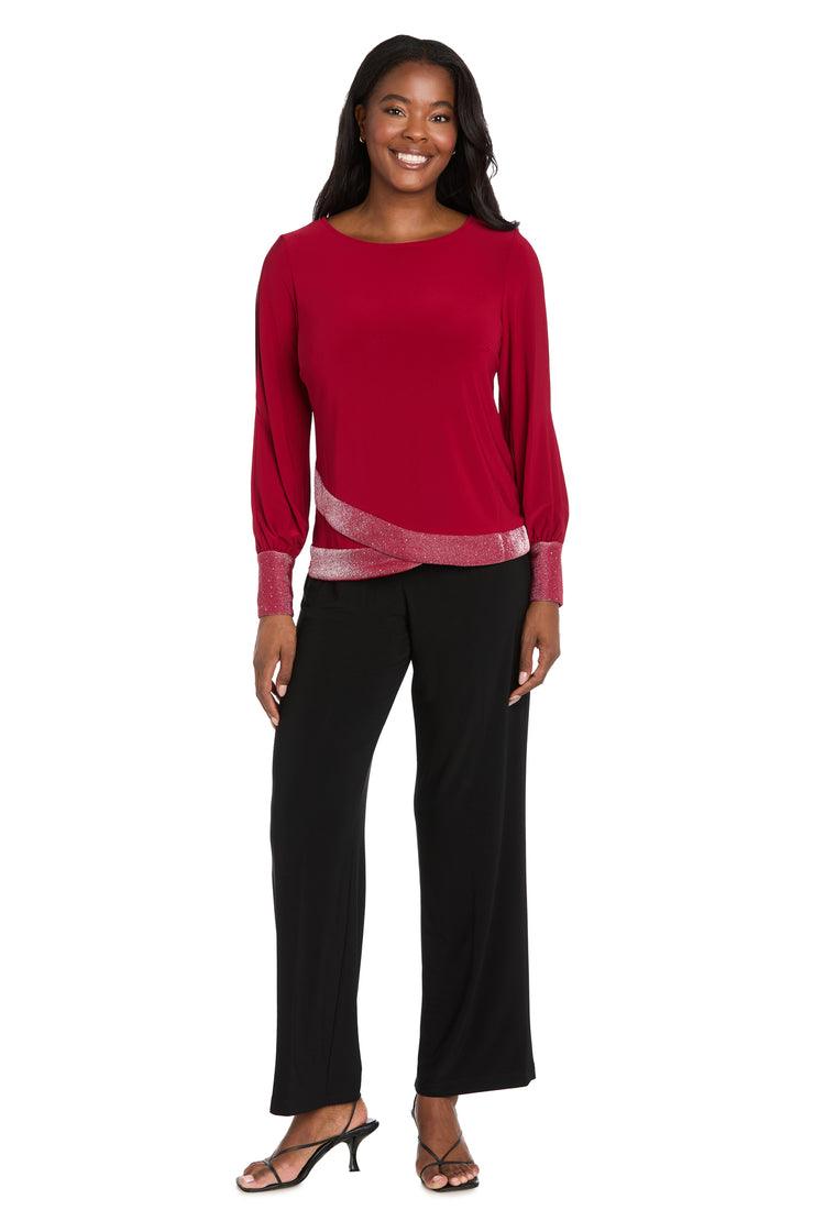 Glimmer Touch Slit-Sleeve Top