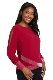 Glimmer Touch Slit-Sleeve Top