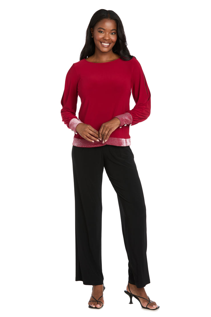 Glimmer Touch Slit-Sleeve Top