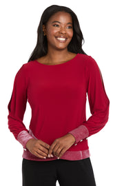 Glimmer Touch Slit-Sleeve Top