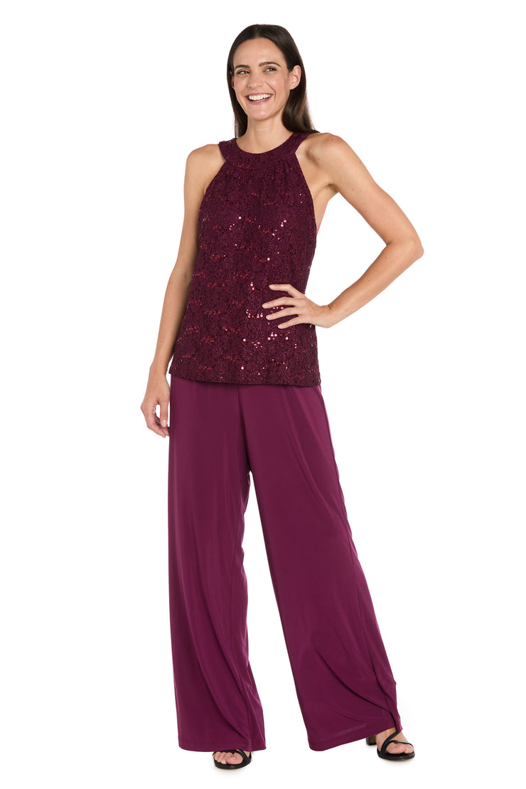 Glitter Lace Halter Jumpsuit