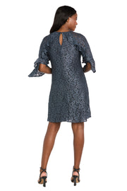 Glitter Lace Cocktail Dress with Ruffle Sleeves