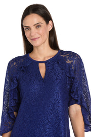 Glitter Lace Cocktail Dress with Ruffle Sleeves