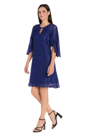 Glitter Lace Cocktail Dress with Ruffle Sleeves