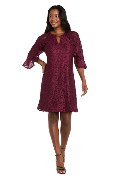 Glitter Lace Cocktail Dress with Ruffle Sleeves