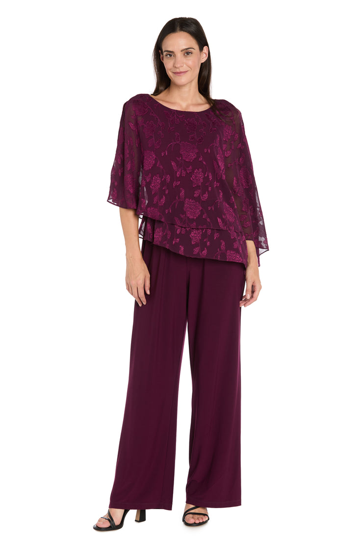 Asymmetrical Jumpsuit with Jacquard Poncho Top
