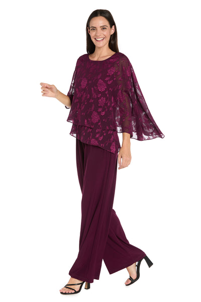 Asymmetrical Jumpsuit with Jacquard Poncho Top