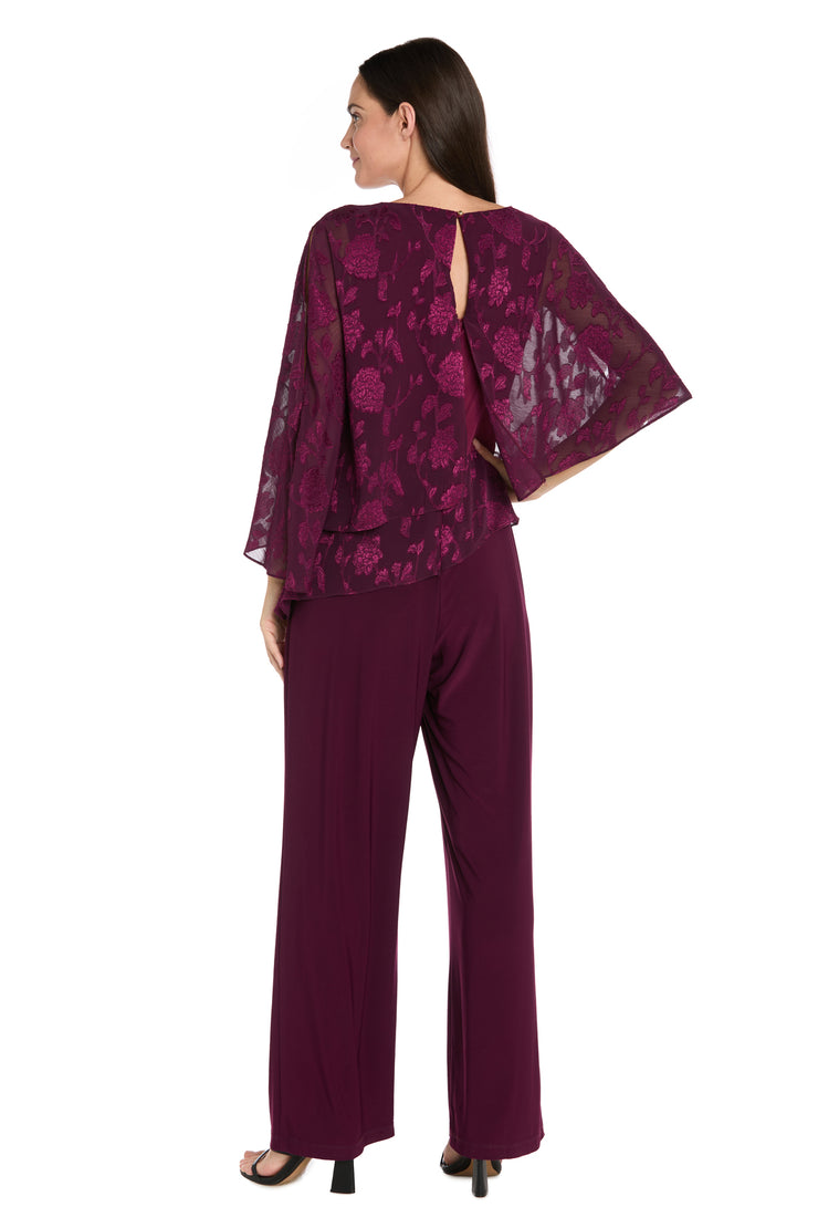 Asymmetrical Jumpsuit with Jacquard Poncho Top
