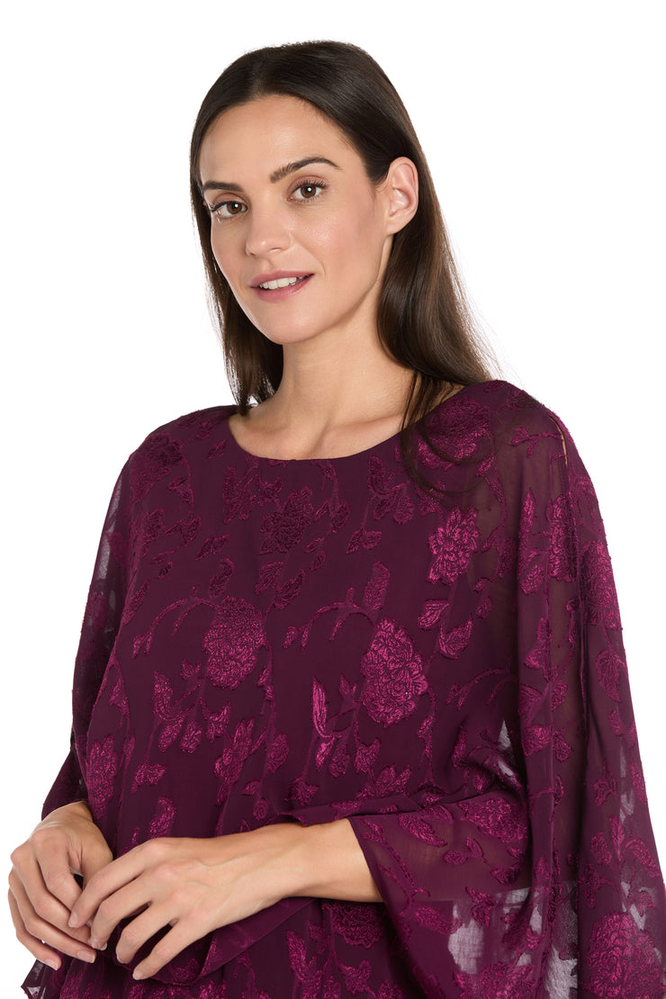 Asymmetrical Jumpsuit with Jacquard Poncho Top
