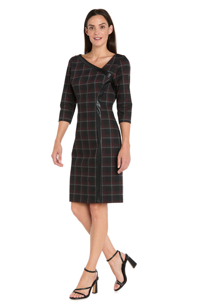Modern Plaid Asymmetrical Sheath Dress R&M Richards Modern Plaid Asymmetrical Sheath Dress R&M Richards