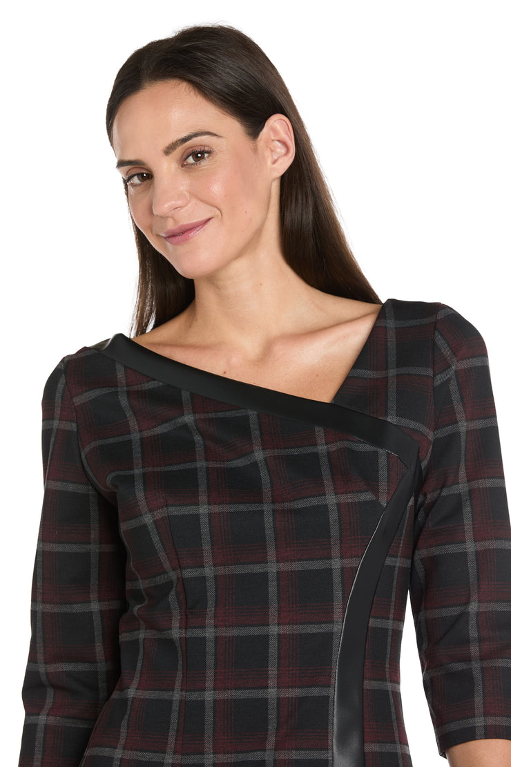 Modern Plaid Asymmetrical Sheath Dress  R&M Richards
