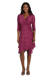 Textured Knit Faux Wrap Dress - Petite