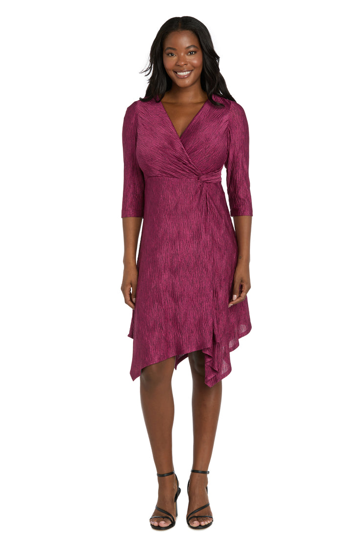 Textured Knit Faux Wrap Dress - Petite
