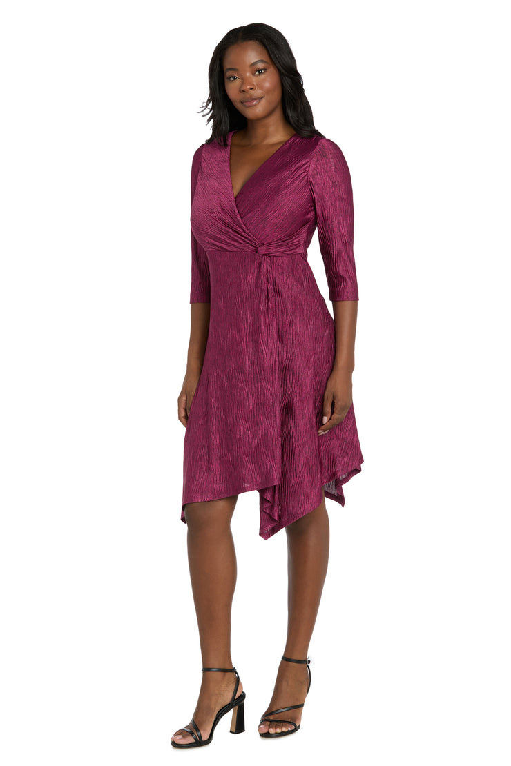 Textured Knit Faux Wrap Dress - Petite