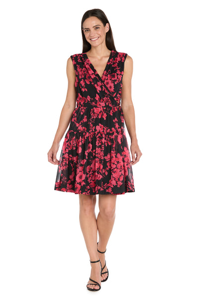 Crimson Bloom Tiered Mini Dress