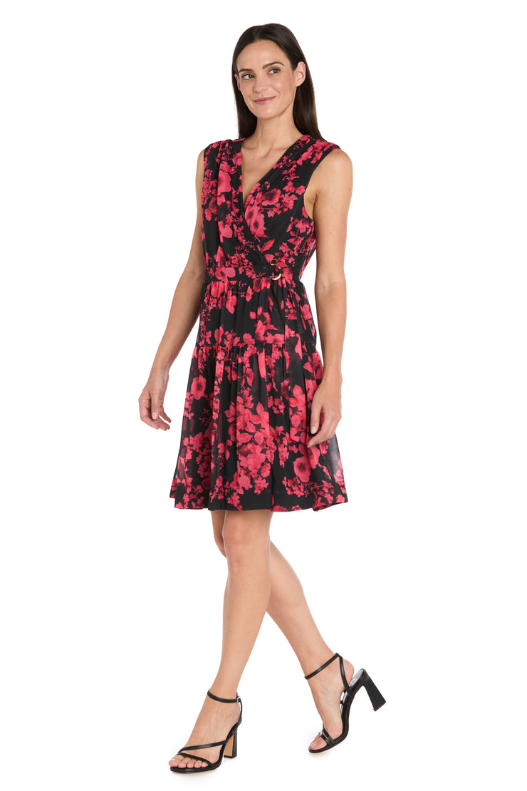 Crimson Bloom Tiered Mini Dress