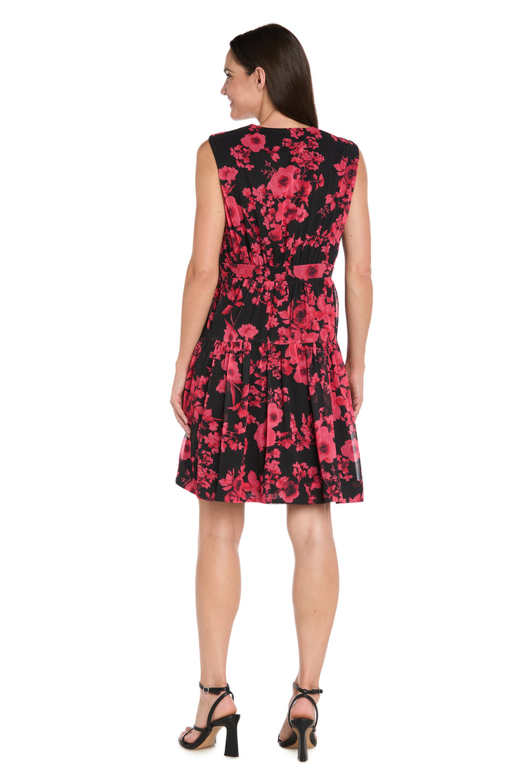 Crimson Bloom Tiered Mini Dress