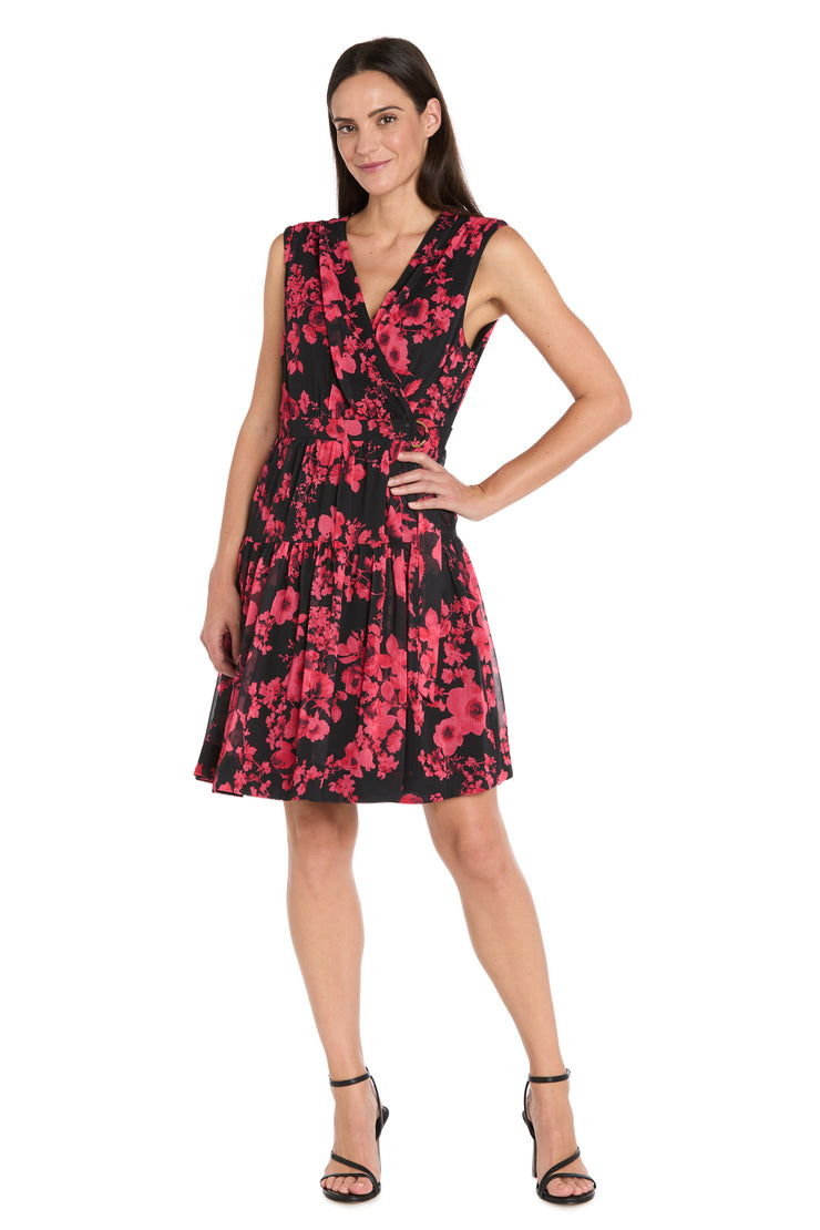 Crimson Bloom Tiered Mini Dress