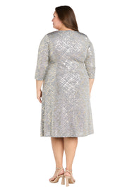 Foil Knit Faux Wrap Dress - Plus