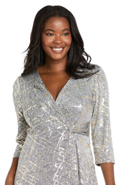 Foil Knit Faux Wrap Dress