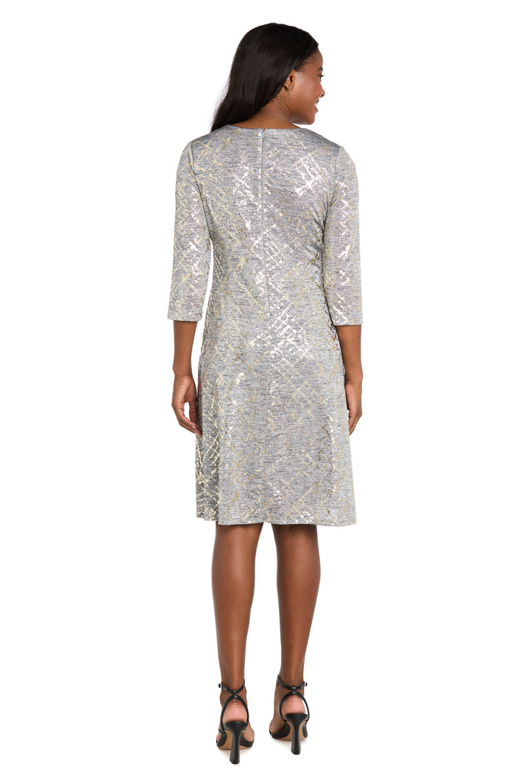 Foil Knit Faux Wrap Dress