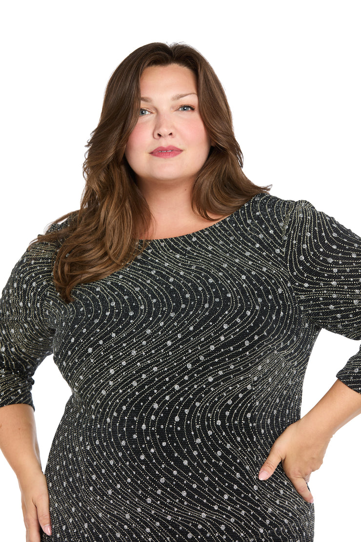 Glitter Knit Sheath Dress - Plus