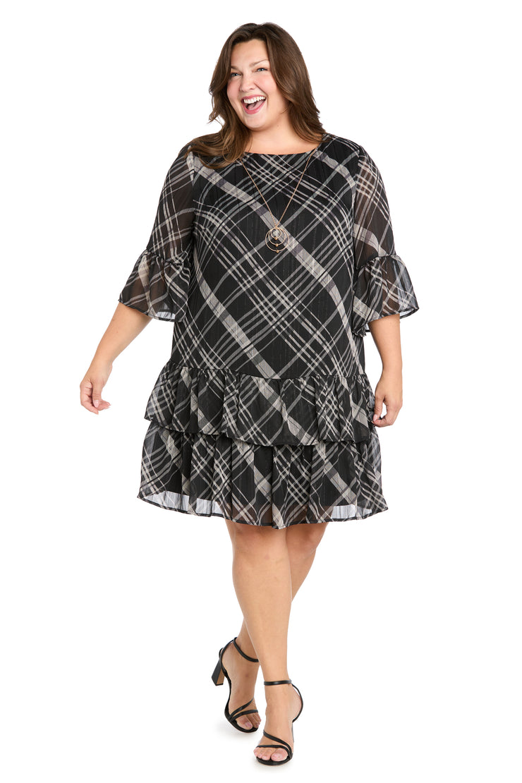 Printed Chiffon Lurex Dress - Plus