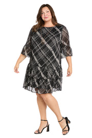 Printed Chiffon Lurex Dress - Plus