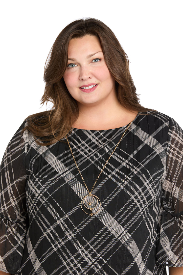 Printed Chiffon Lurex Dress - Plus