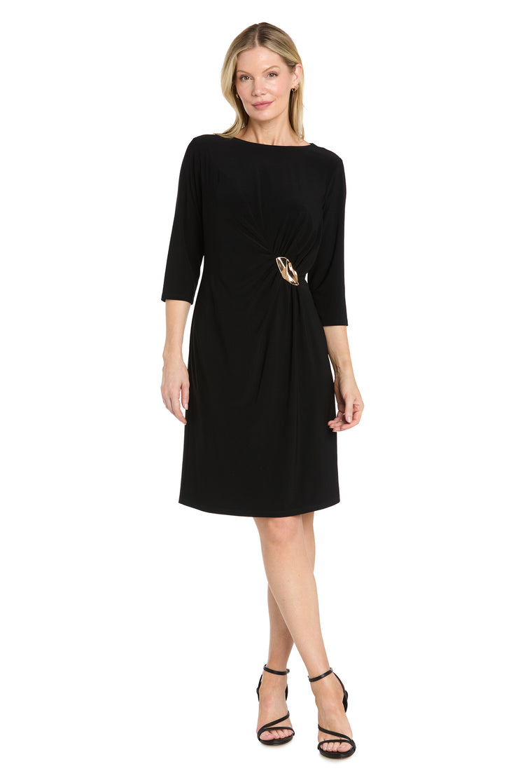 Jersey Side Draped Dress with Hardware Black / 4