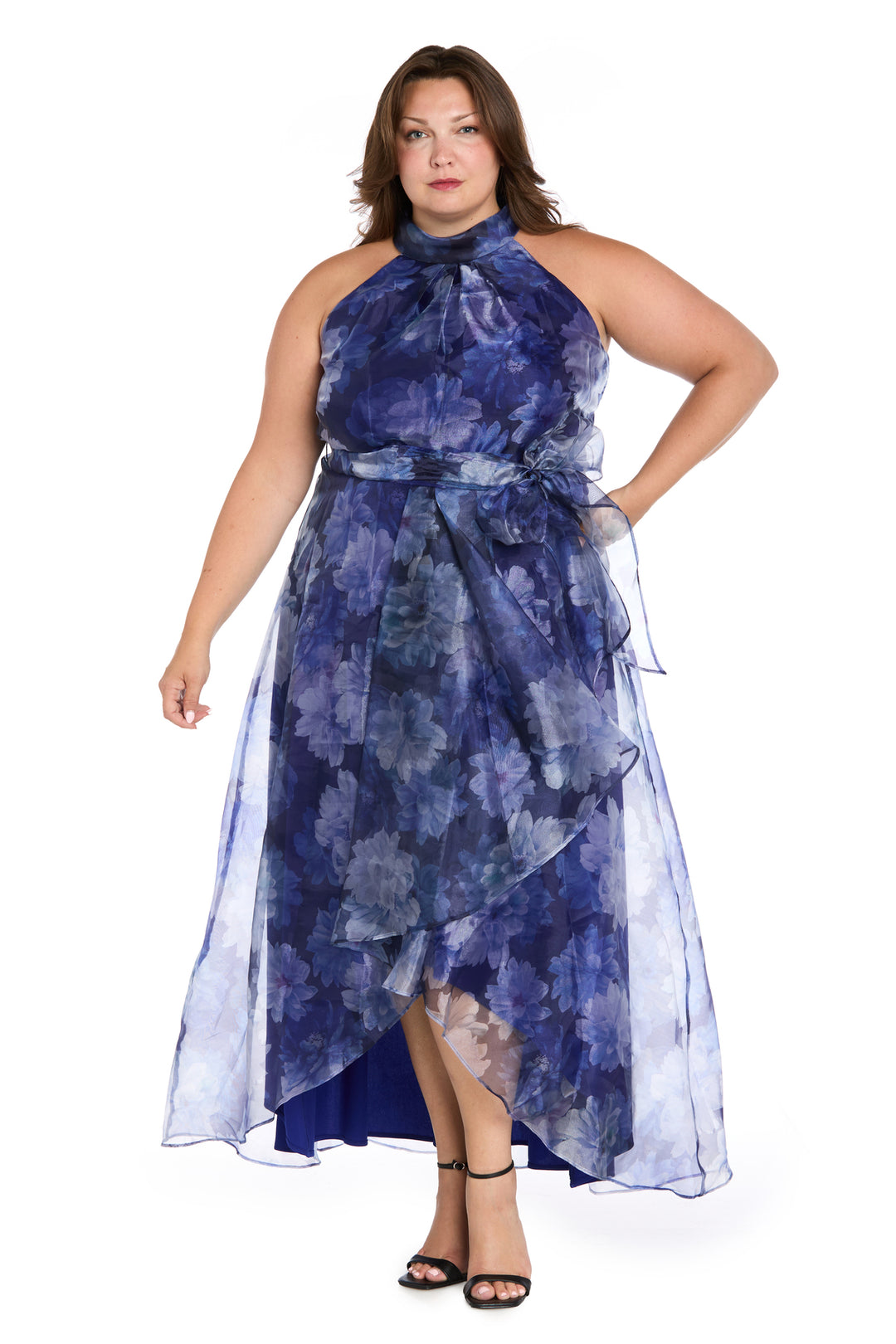 High-Low Tiered Taffeta Dress with Sash - Plus – R&M Richards
