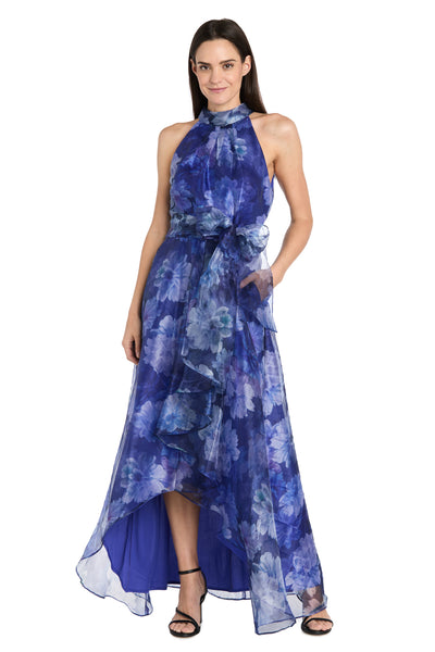 High-Low Tiered Taffeta Dress with Sash - Petite