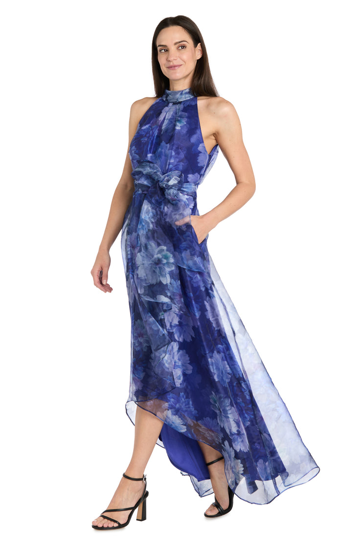 High-Low Tiered Taffeta Dress with Sash - Petite