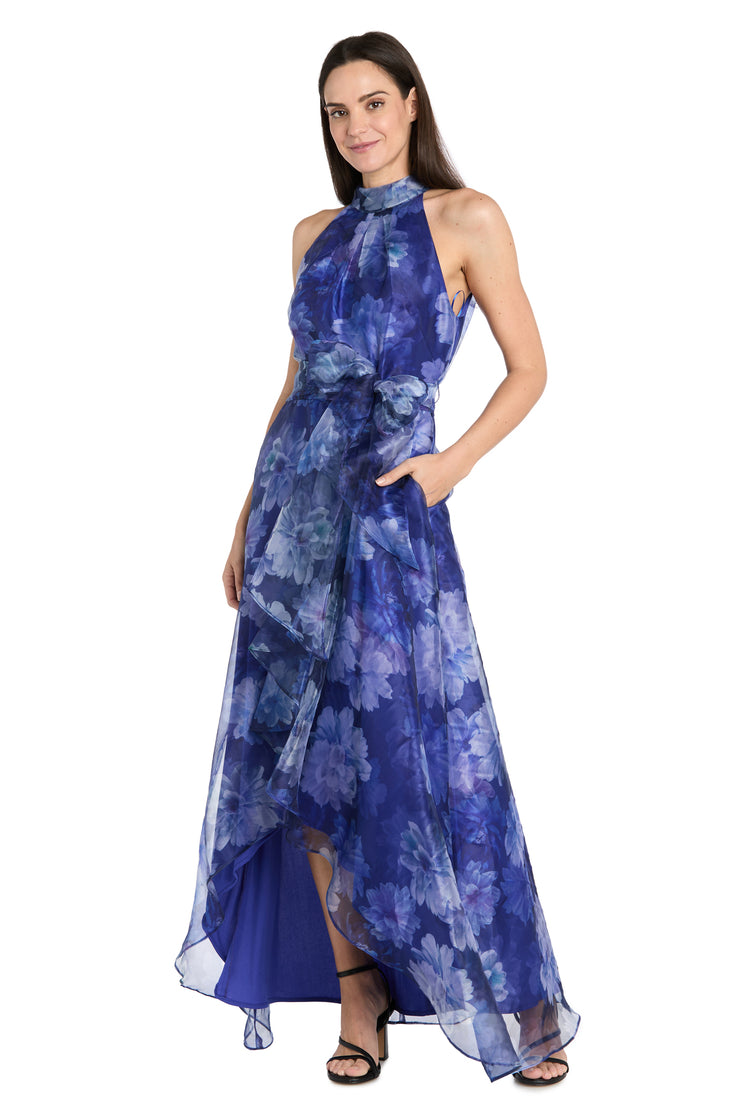 High-Low Tiered Taffeta Dress with Sash - Petite