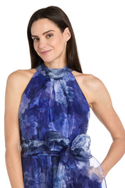 High-Low Tiered Taffeta Dress with Sash - Petite