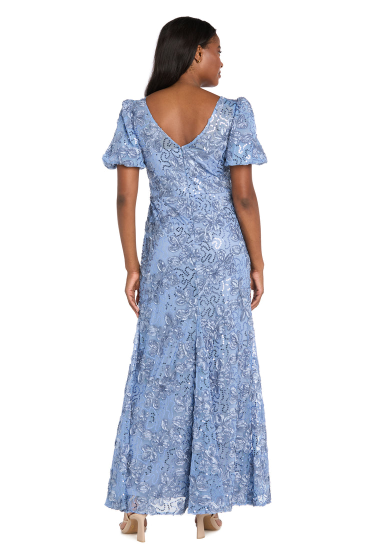 Sequin Lace Puff Sleeve Gown - Petite R&M Richards Sequin Lace Puff Sleeve Gown - Petite R&M Richards