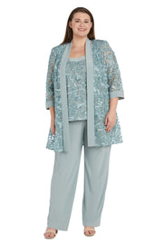 Two-Piece Soutache Jacket and Tank Pantsuit with Necklace - Plus