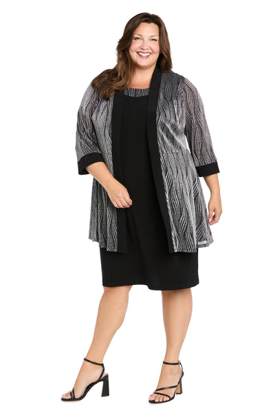 Two-Piece Metallic Tiger Stripe Jacket Dress - Plus