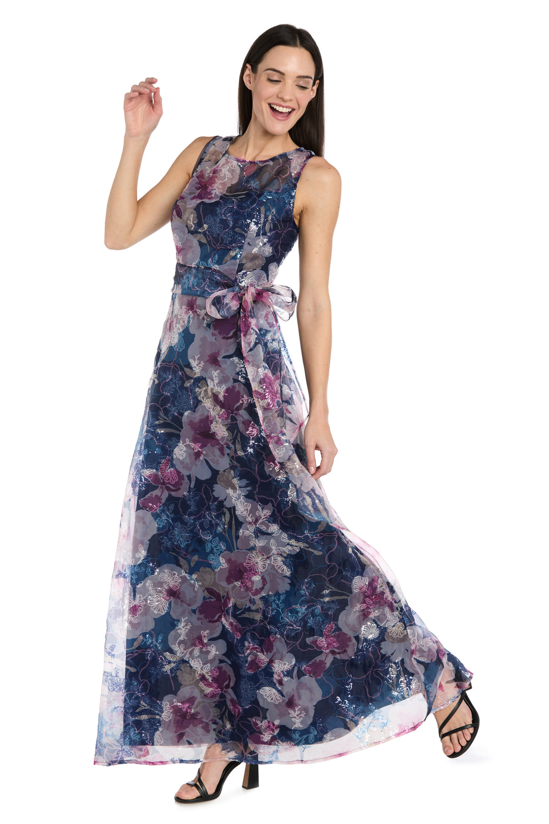 Robe Soirée Noire En Dentelle R&M Richards – Taille 12, Occasion Très Bon état