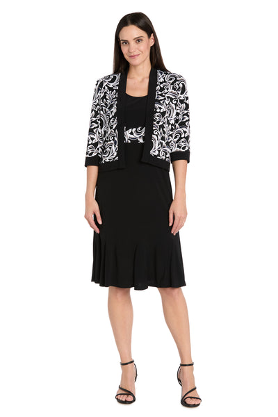 Printed Cropped Jacket & Solid ITY Swing Dress - Petite