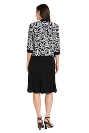 Printed Cropped Jacket & Solid ITY Swing Dress - Petite