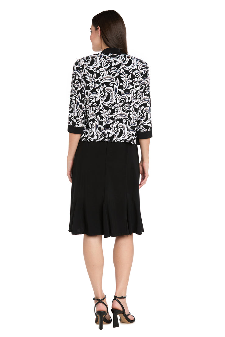 Printed Cropped Jacket & Solid ITY Swing Dress - Petite