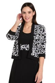 Printed Cropped Jacket & Solid ITY Swing Dress - Petite