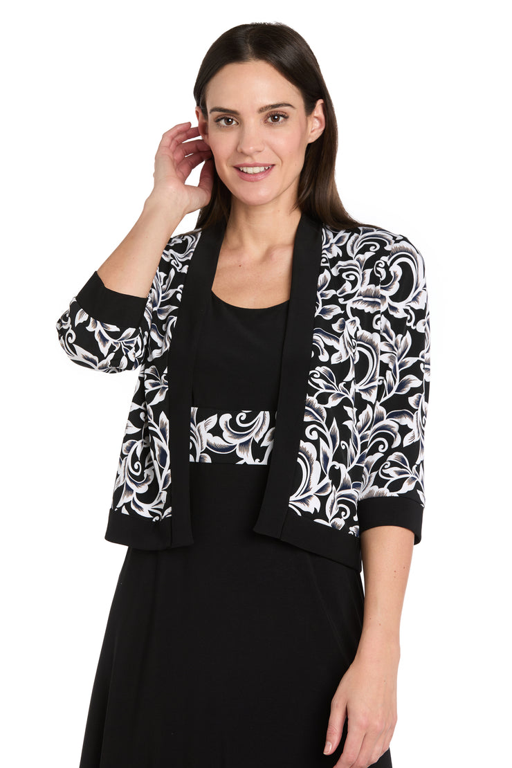 Printed Cropped Jacket & Solid ITY Swing Dress - Petite